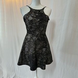 Sage Black and Silver Backless Mini Dress - Size Small